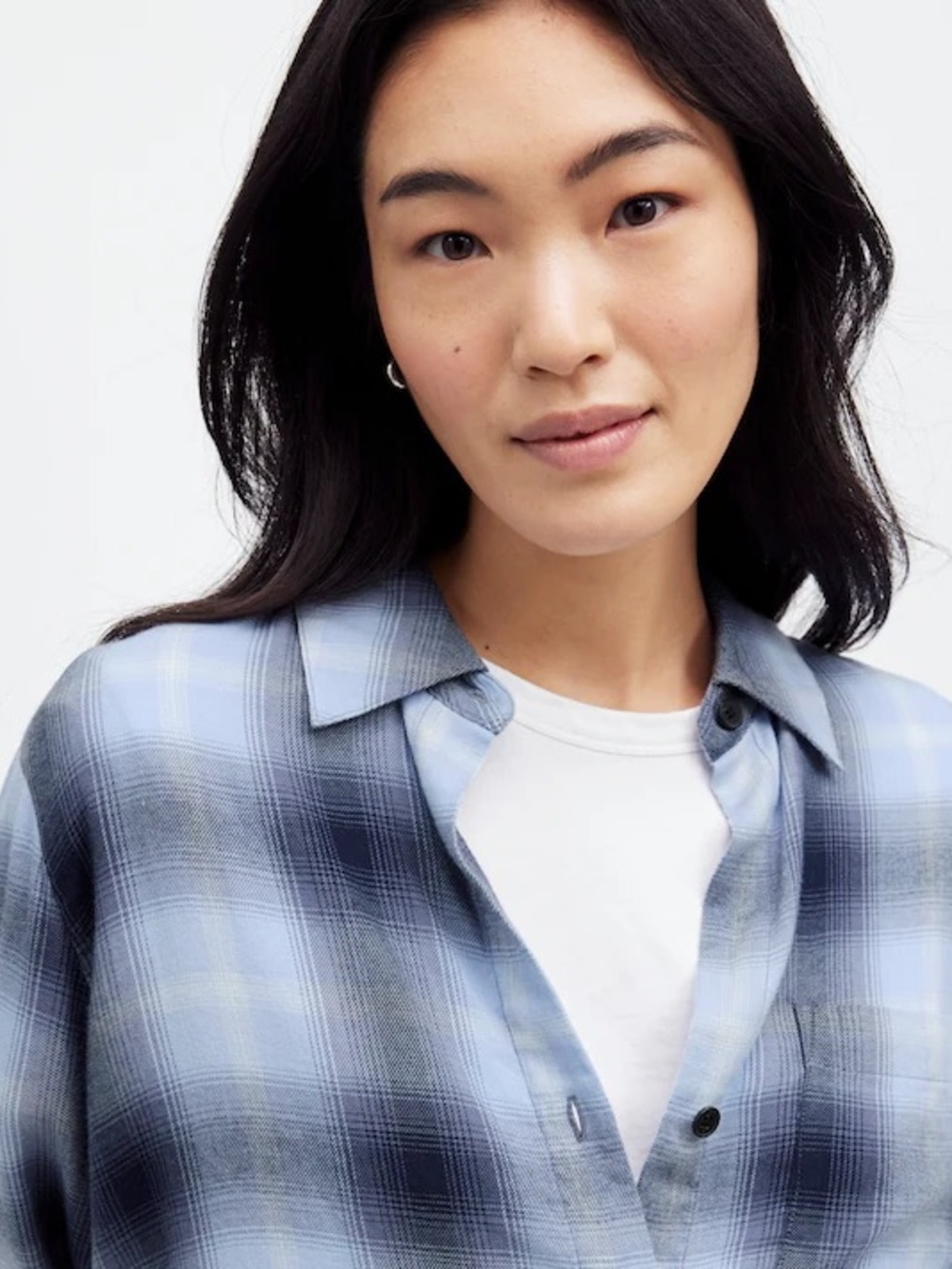 Madewell Easy Y-Neck Button-Up Shirt Size S EUC in Deep Indigo Flannel Comfy - Picture 5 of 15